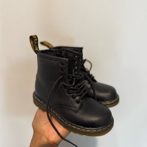 Dr. Martens Black Leather Boots with Silver Eyelets